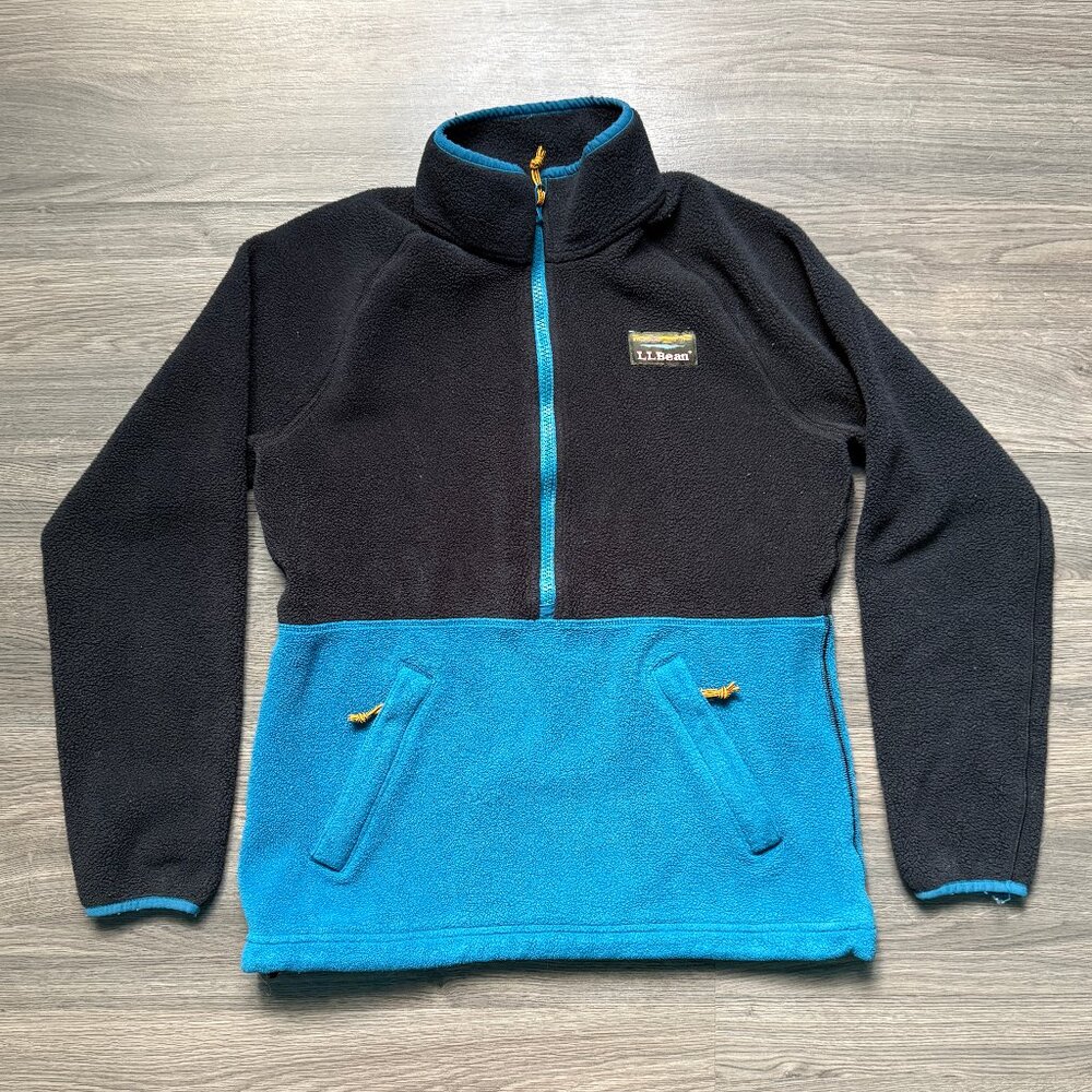 L.L. Bean Women's Sweater Fleece Half-Zip Pullover - Black/Blue